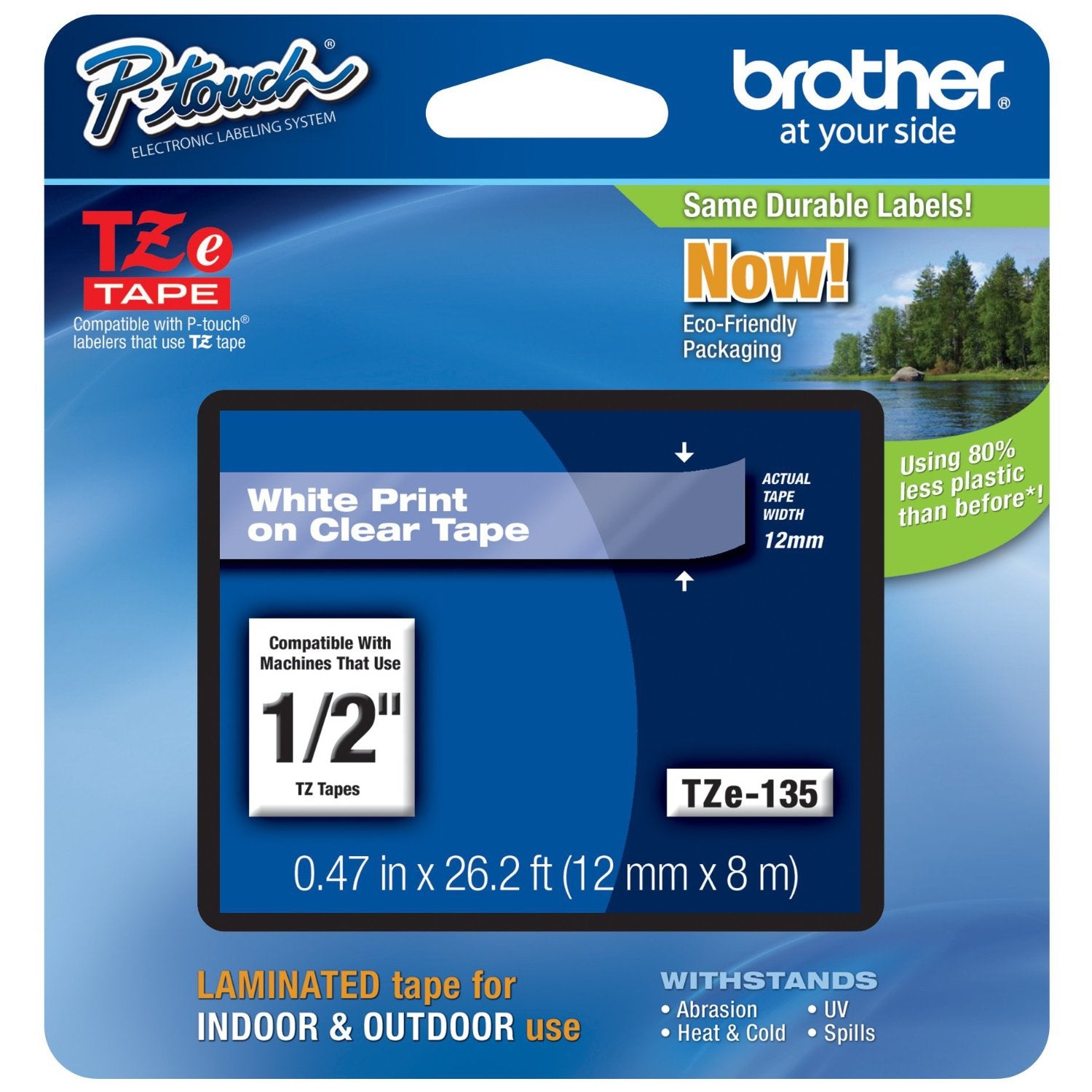 Etiqueta clara continua laminada con adhesivo super resistente Brother TZES135 - de 12 mm de ancho x 8 mts de largo. Impresión en blanco. Etiqueta clara continua laminada con adhesivo super resistente Brother TZES135 - de 12 mm de ancho x 8 mts de largo. Impresión en blanco.